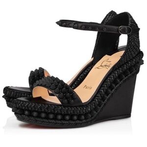 Christian Louboutin CL latta 110 mm Black Textured Wedges NIB new - sold!